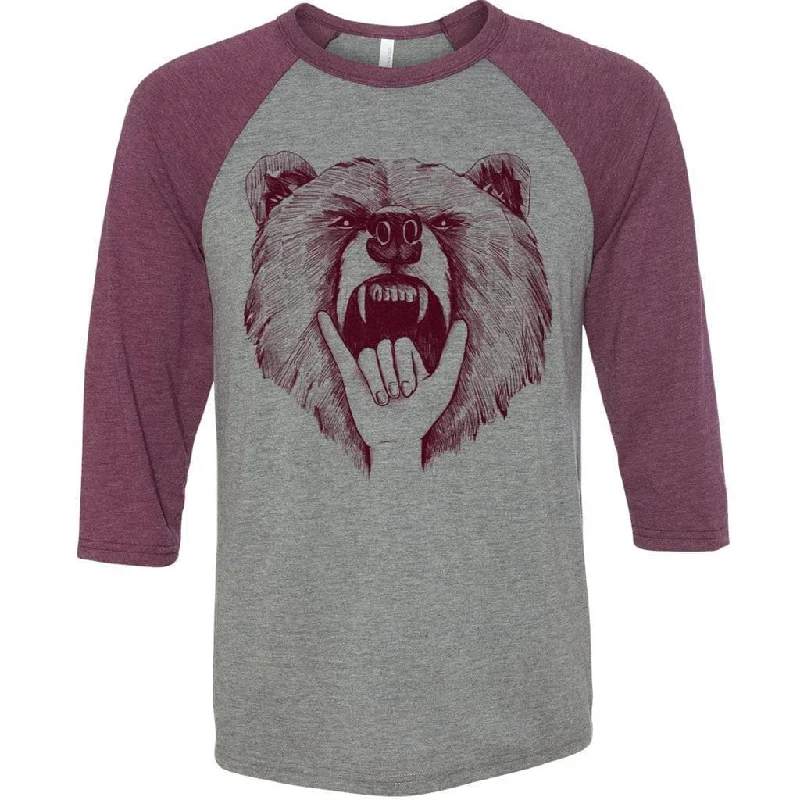 Hang Ten Bear Baseball Tee Ribbed T-Shirt High Neck Heavyweight