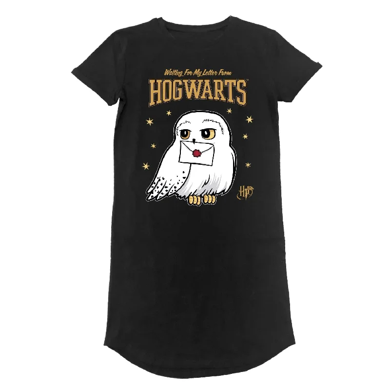 Harry Potter Hogwarts Letter Ladies T-Shirt Dress Zippered Front Buttoned Front Snap Front