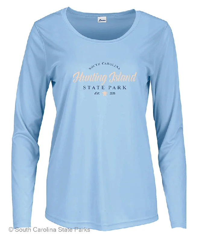 Hunting Island State Park Ladies Performance Long Sleeve Turtle Tee Plaid T-Shirt Polka Dot Checkered