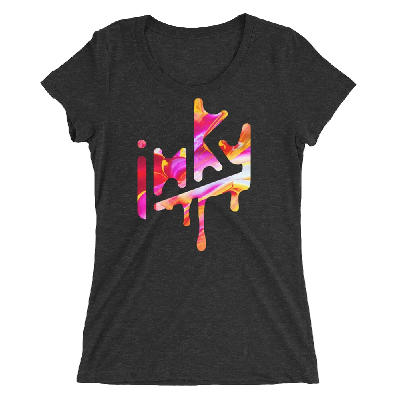 Inky Arts Alive Ladies Tee Striped Floral Plaid