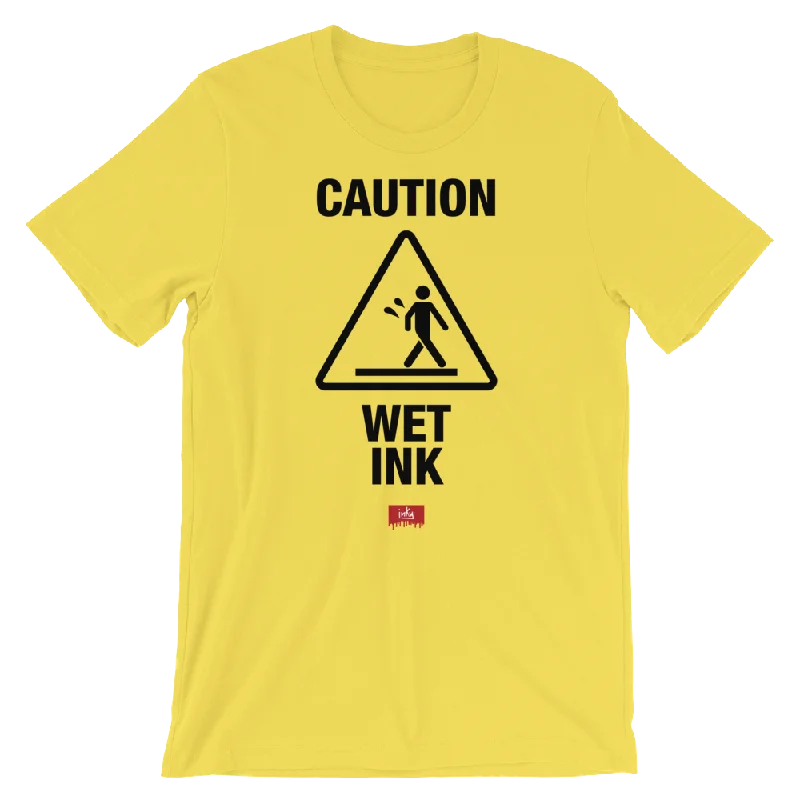 Inky Originals Yellow Wet Ink Tee Collared Crew Neck Turtle Neck