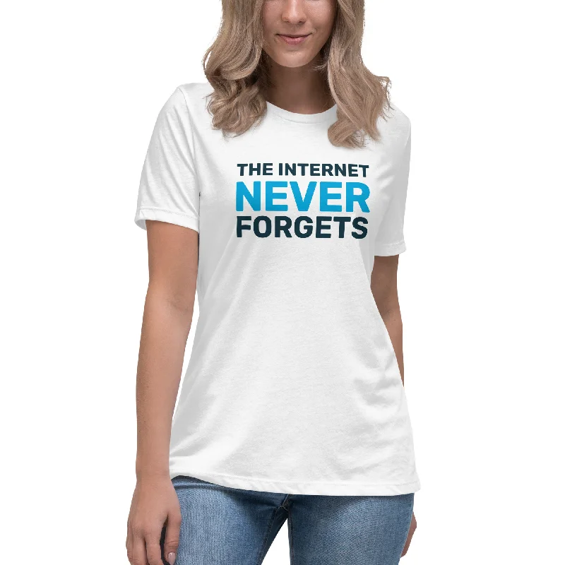Internet Never Forgets Women's Relaxed T-Shirt Hooded Caped Shawl Collar
