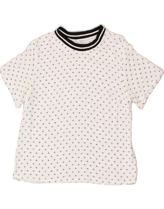 JACK WILLS Womens T-Shirt Top UK 14 Large  White Spotted Viscose Fashionable Trendy Casual