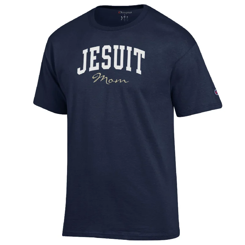 Jesuit Mom Champion Navy T-Shirt Print Jacquard Patchwork