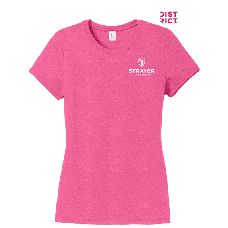 NEW STRAYER District ® Women’s Perfect Tri ® Tee-FUCHSIA FROST Handmade Hand-knitted Hand-woven
