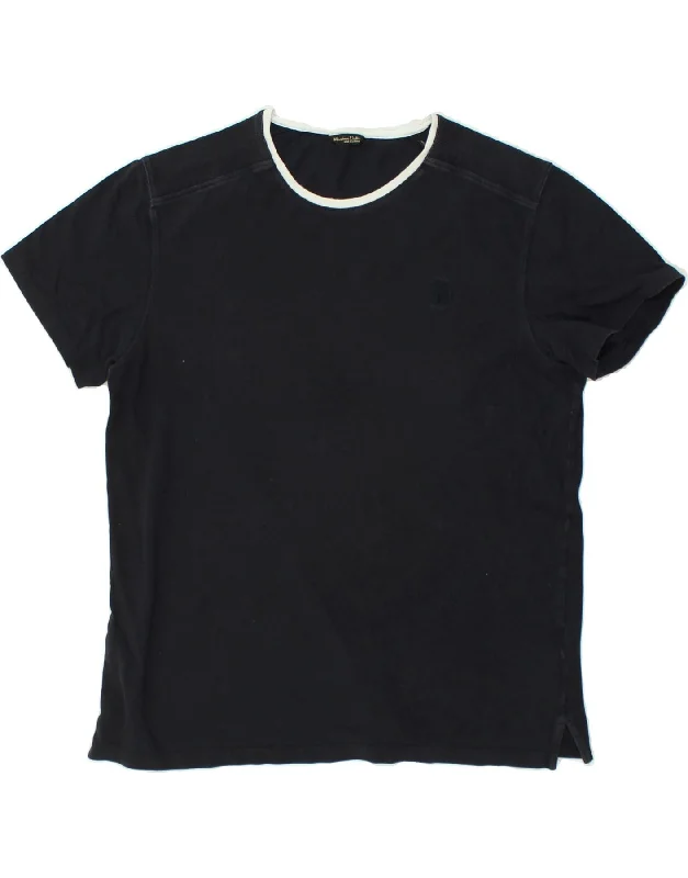 MASSIMO DUTTI Womens T-Shirt Top UK 18 XL Black Cotton Hooded Caped Shawl Collar