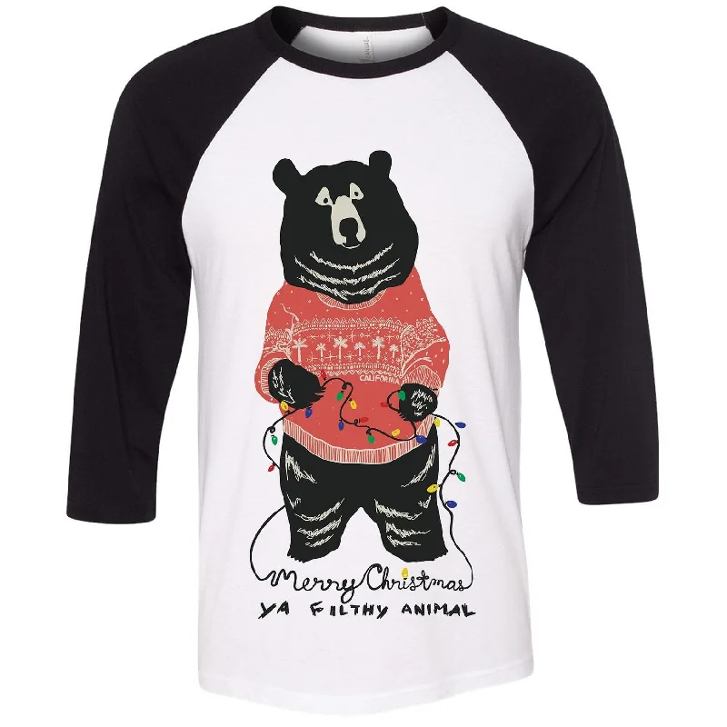 Merry Christmas Filthy Animal Black Sleeves Baseball Tee Lace Blend Ribbed Blend Corduroy Blend