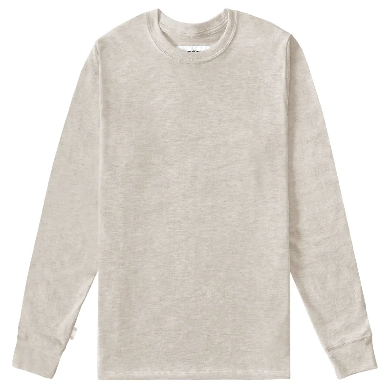 Monday Long Sleeve Tee Oatmeal - Unisex Anti-Pilling Machine Wash Handmade