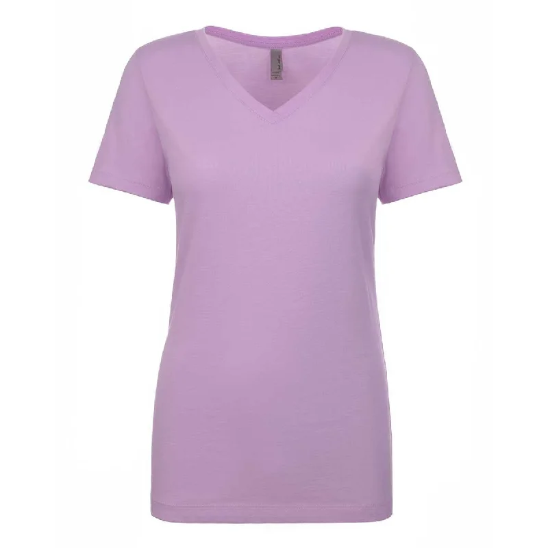 Next Level Women's Lilac Ideal V-Neck Tee Zippered Buttoned Snapped