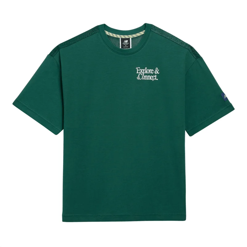 New Balance Women's Parks Project x Connect Tee Striped Floral Plaid