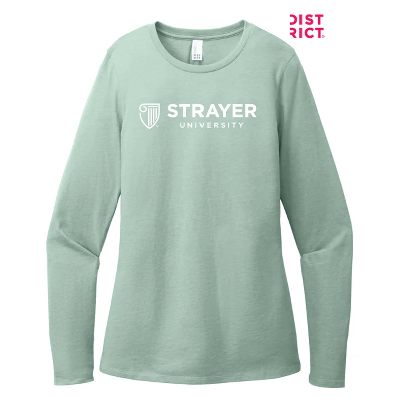 NEW STRAYER District® Women’s Perfect Blend® CVC Long Sleeve Tee - Heathered Dusty Sage Fashionable Trendy Casual NEW STRAYER District® Women’s Perfect Blend® CVC Long Sleeve Tee - Heathered Dusty Sage Fashionable Trendy Casual