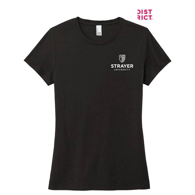 NEW STRAYER District ® Women’s Perfect Tri ® Tee-BLACK Zippered Buttoned Snapped