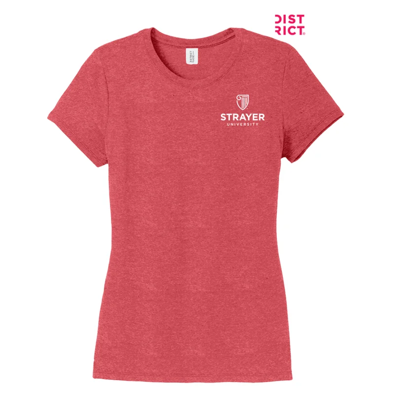 NEW STRAYER District ® Women’s Perfect Tri ® Tee-Red Frost Terry Blend Velvet Blend Canvas Blend