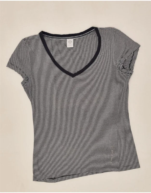 NORTH SAILS Womens T-Shirt Top UK 14 Large Navy Blue Striped Cotton Zippered Front Buttoned Front Snap Front NORTH SAILS Womens T-Shirt Top UK 14 Large Navy Blue Striped Cotton Zippered Front Buttoned Front Snap Front