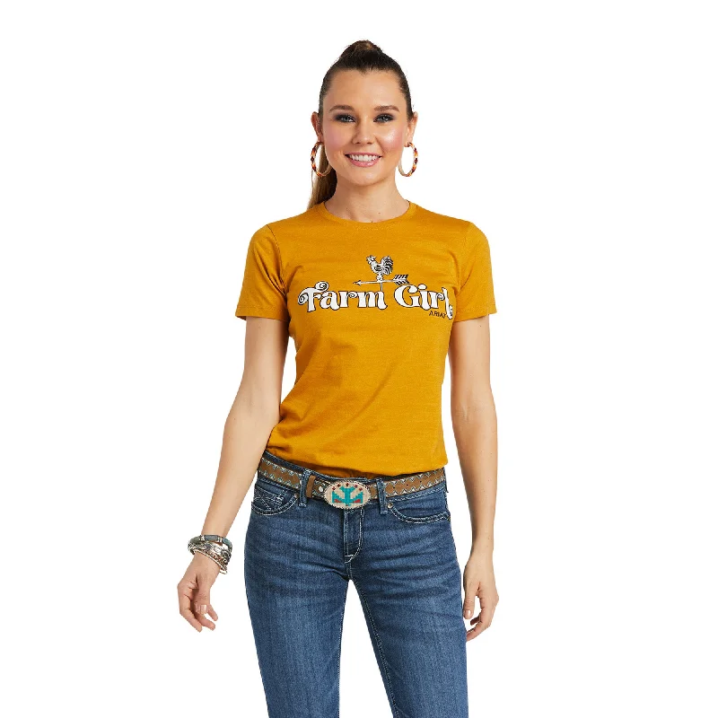Ariat Farm Girl Tee Ribbed T-Shirt High Neck Heavyweight
