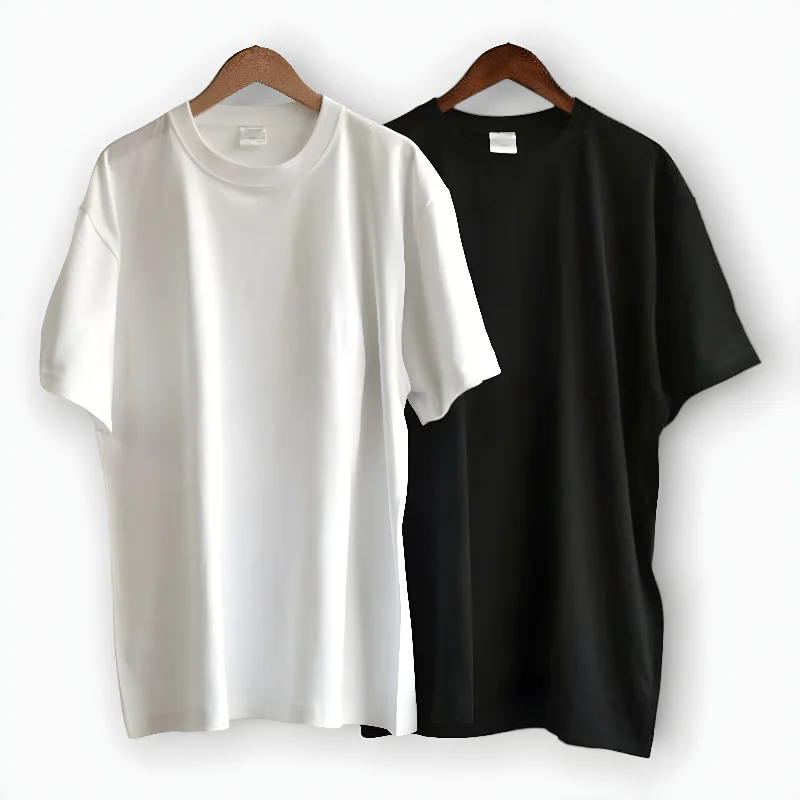 Pack Of 2 Black & White Half Sleeve T-Shirt Front Pockets Side Pockets Patch Pockets