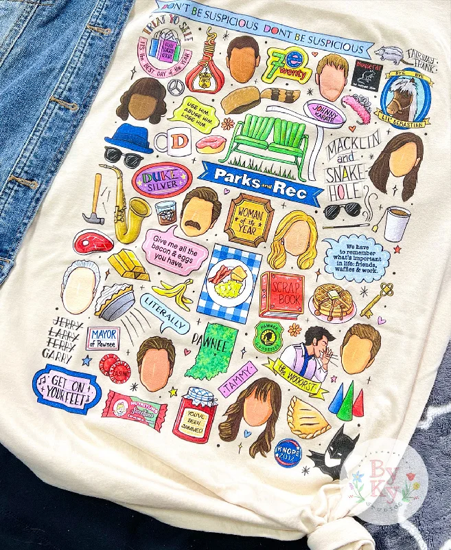 Parks and Rec Unisex Tee Print Jacquard Patchwork