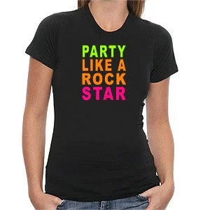 Party Like A Rock Star Girls T-Shirt Houndstooth Herringbone Solid