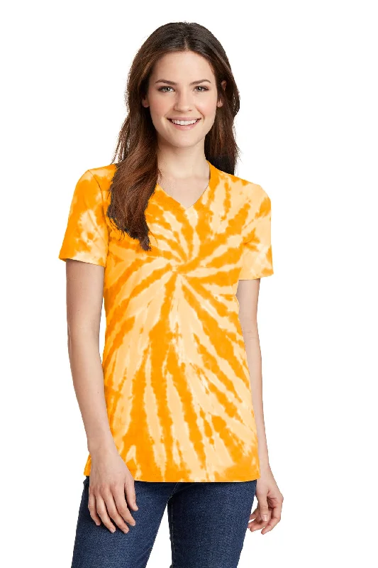 Port & Company Ladies Tie-Dye V-Neck Tee. LPC147V Print Jacquard Patchwork