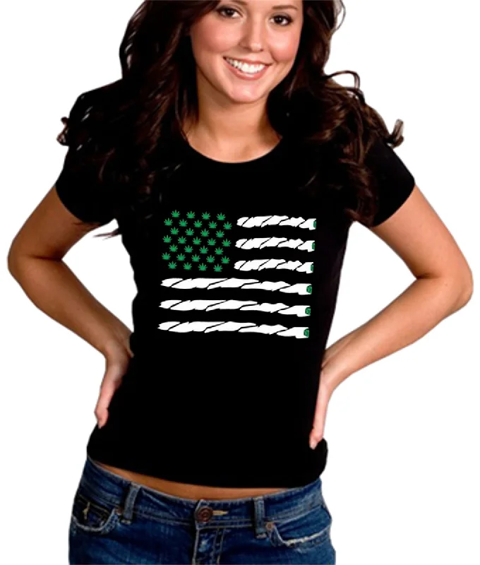 Pot American Flag Girl's T-Shirt Polka Dot Checkered Tartan