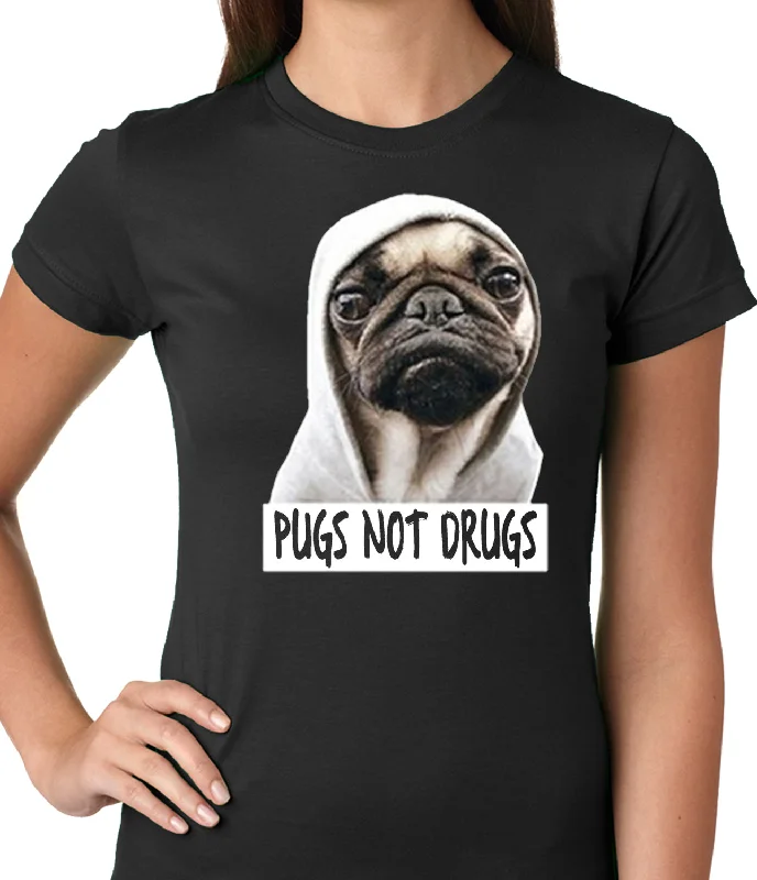 Pugs Not Drugs Girls T-shirt Cotton Fabric Linen Fabric Terry Fabric