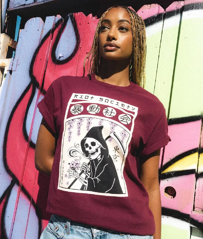 Reaper Flower Garden Womens Tee Knit Fabric Woven Fabric Fleece Fabric