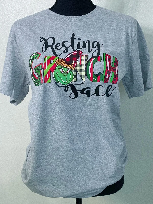 Resting Grinch Face Graphic Tee Print Jacquard Patchwork