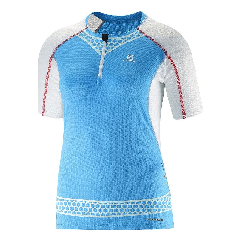 Salomon Women's S-Lab Exo Zip Tee Thin T-Shirt Open Front Quick Dry