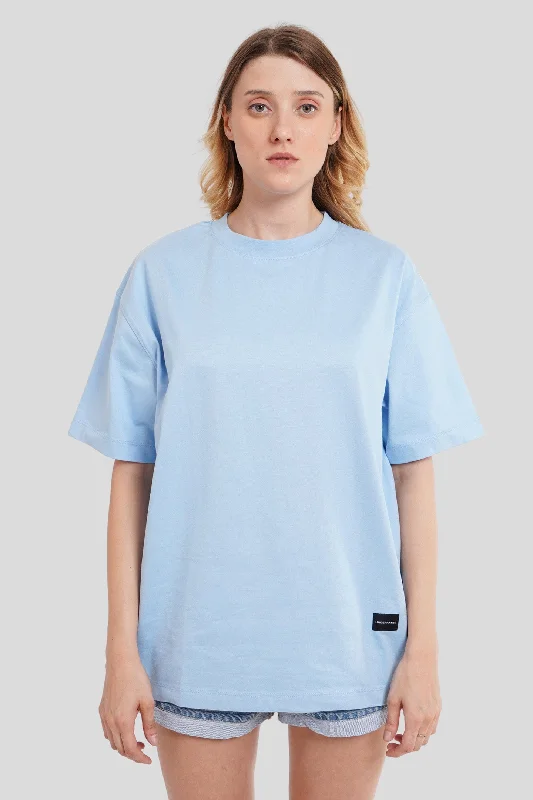 Solid Powder Blue Half Sleeves T-Shirt For Women Oversized Fit Basic T-Shirt Crew Neck Short Sleeve Solid Powder Blue Half Sleeves T-Shirt For Women Oversized Fit Basic T-Shirt Crew Neck Short Sleeve