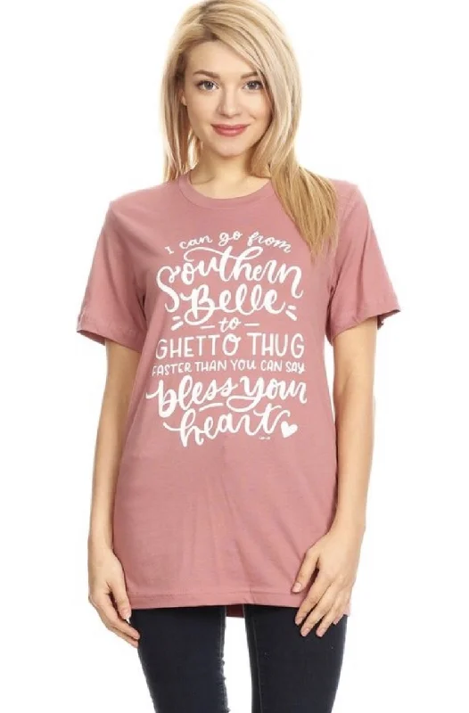 Southern Belle to Ghetto Thug Graphic Tee Zippered Front Buttoned Front Snap Front