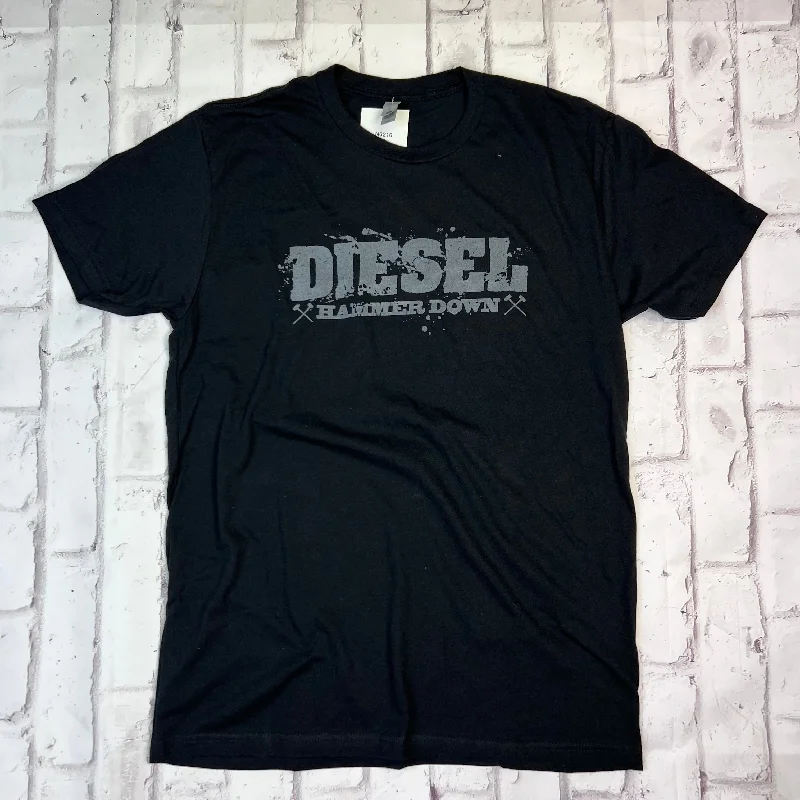 Hammer Down "Diesel" Short Sleeve T-shirt - Black Ribbed T-Shirt High Neck Heavyweight