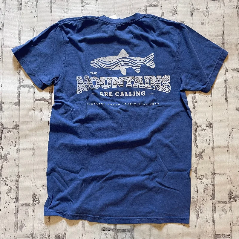 Southern Charm "Native Trout" Short Sleeve T-shirt - Flo Blue Thin T-Shirt Open Front Quick Dry