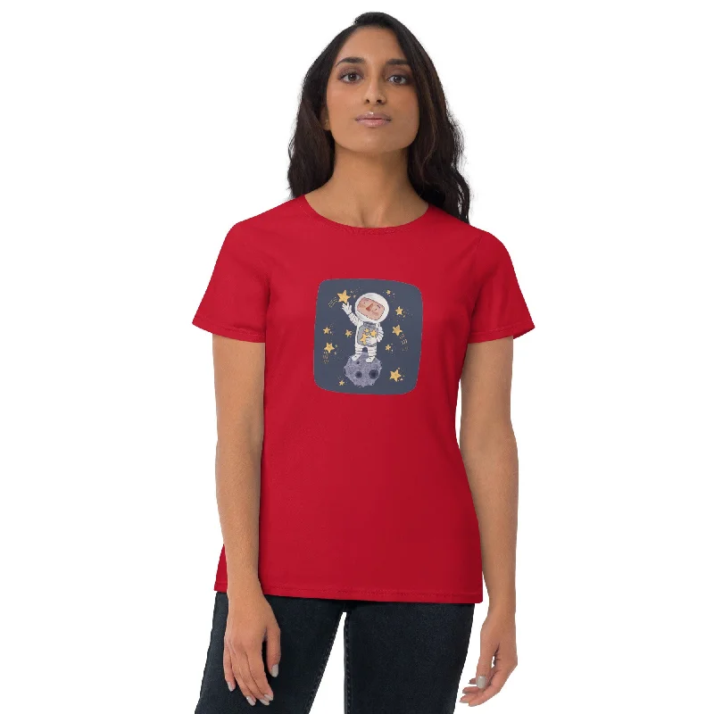 STAR COLLECTOR Women's T-Shirt Denim Fabric Leather Fabric Suede Fabric