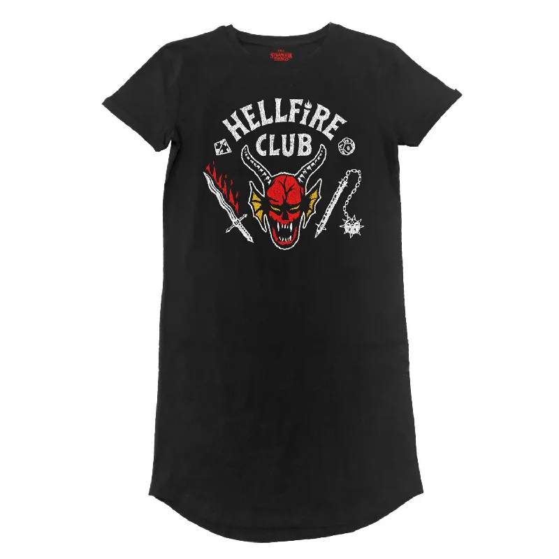 Stranger Things Hellfire Club T-Shirt Dress Polka Dot Checkered Tartan