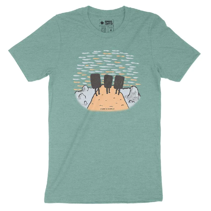 Sunset Boulderers — Unisex Rock Climbing T-Shirt Collared Crew Neck Turtle Neck
