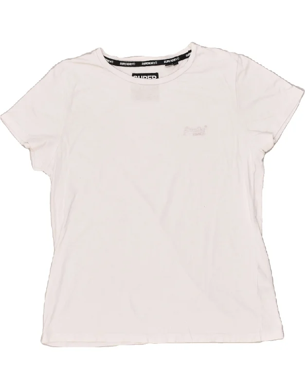 SUPERDRY Womens T-Shirt Top UK 14 Large White Cotton Lace Blend Ribbed Blend Corduroy Blend SUPERDRY Womens T-Shirt Top UK 14 Large White Cotton Lace Blend Ribbed Blend Corduroy Blend