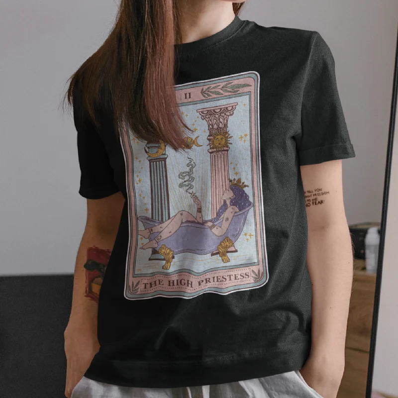 THE HIGH PRIESTESS //  UNISEX TEE (3 colors) Ribbed Striped Patterned