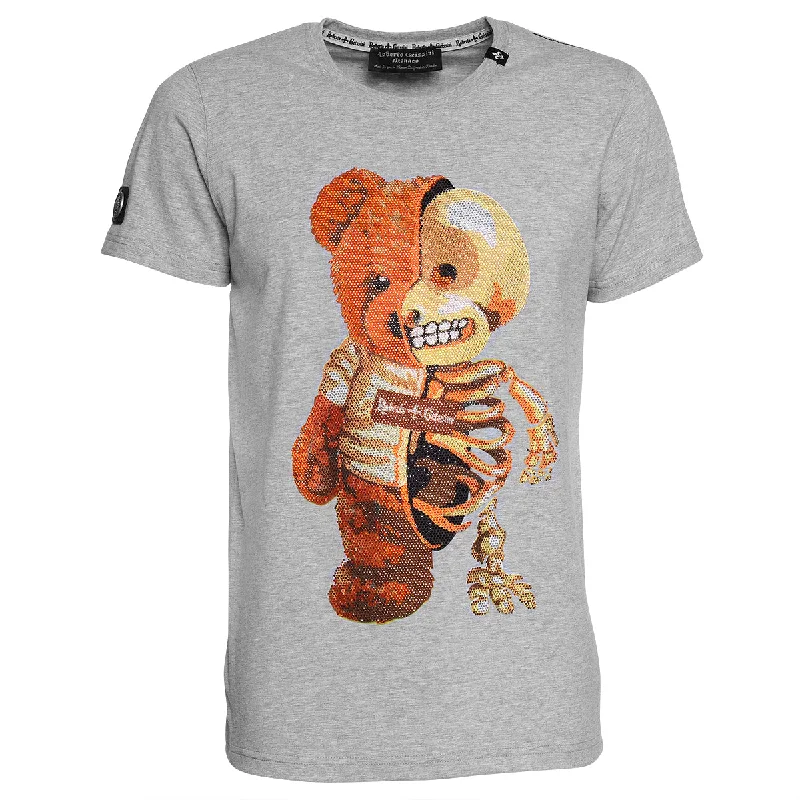 Half Bear T-Shirt Grau Unisex Oversized T-Shirt Spandex breathable