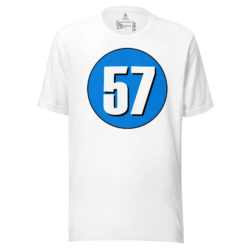 Unisex t-shirt: White on Blue 57 Silk Blend Satin Velvet