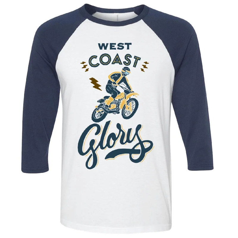 West Coast Glory Baseball Tee Denim Fabric Leather Fabric Suede Fabric