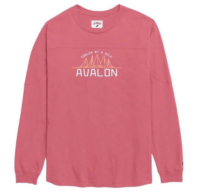 Women's Avalon Throwback Long Sleeve Tee - Nantucket Red Sequined Glittery Shiny