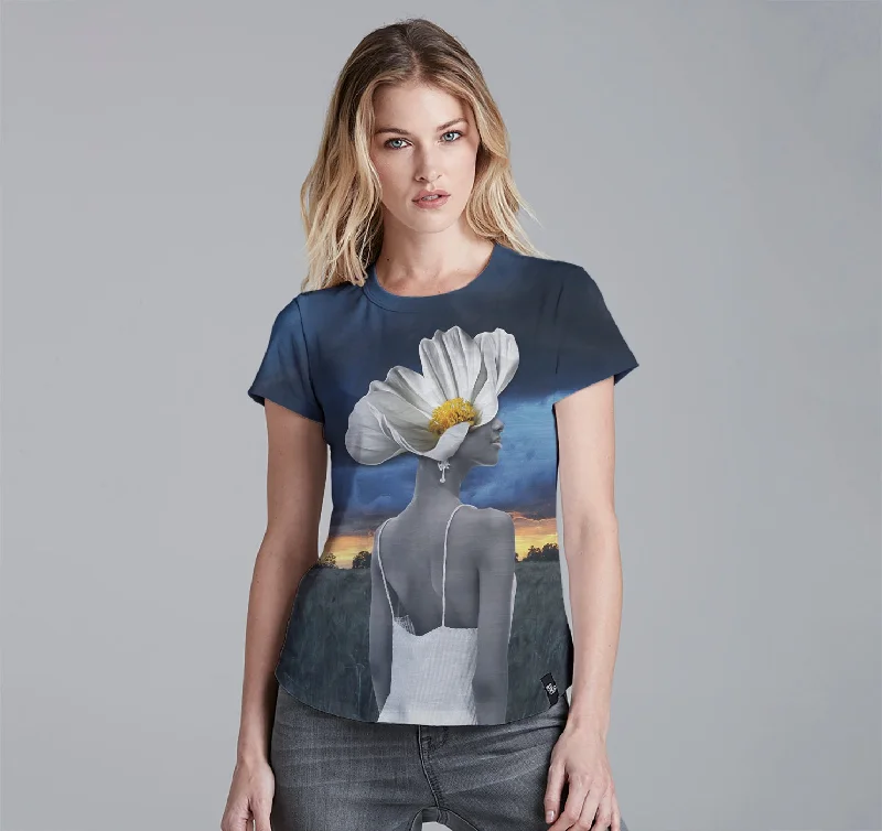 Womens Crew Tee, Flower Fairy Terry Blend Velvet Blend Canvas Blend