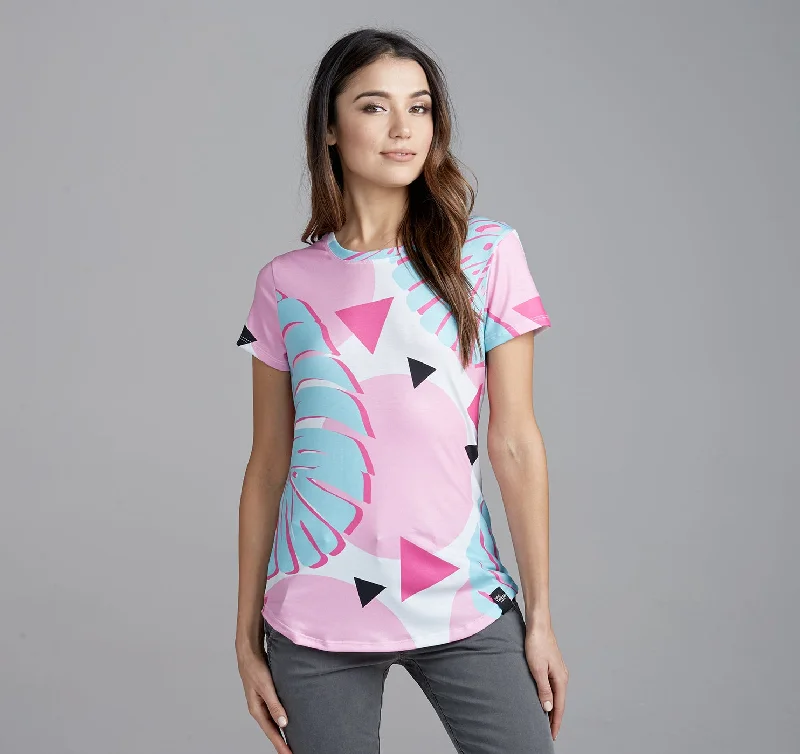 Womens Crew Tee, Palms & Triangles Front Pockets Side Pockets Patch Pockets