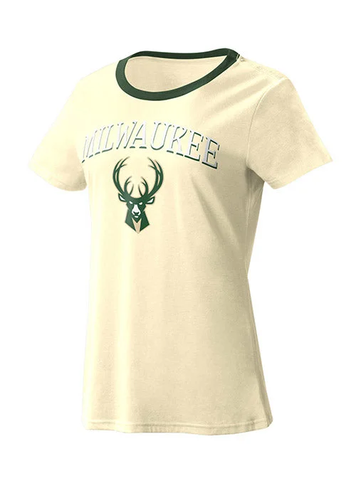 Women's G-III Power Play Milwaukee Bucks T-Shirt Chenille Fabric Brocade Fabric Lace Fabric