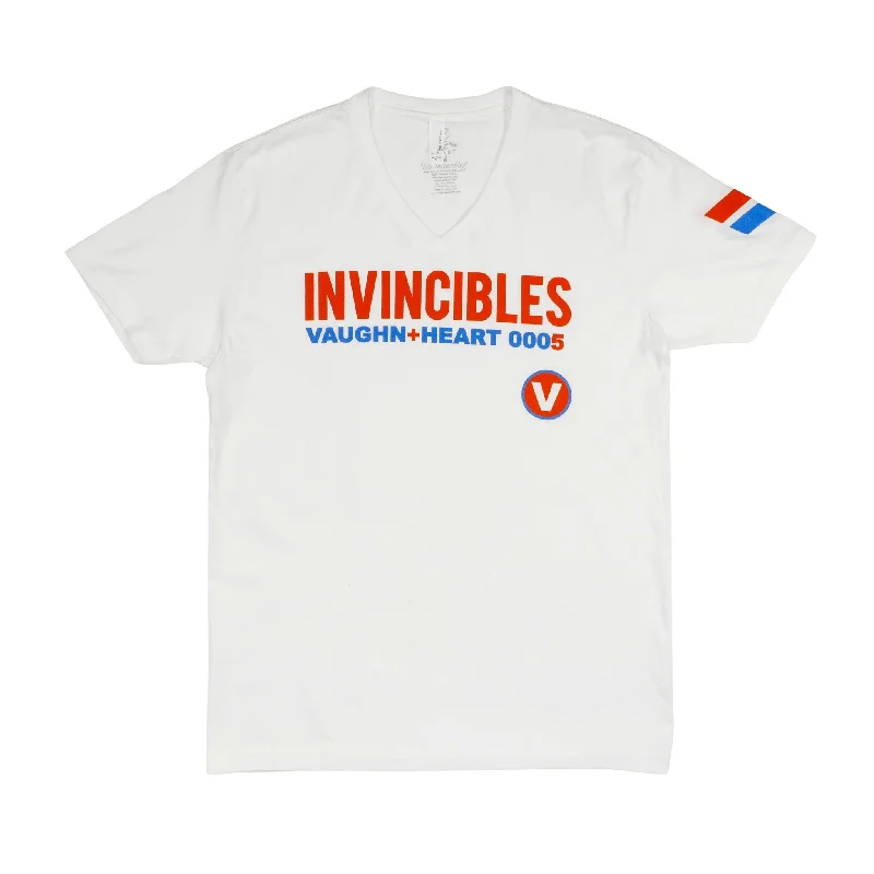 Women's - Invincibles Arsenal Soccer White V-Neck T-Shirt Zippered Front Buttoned Front Snap Front