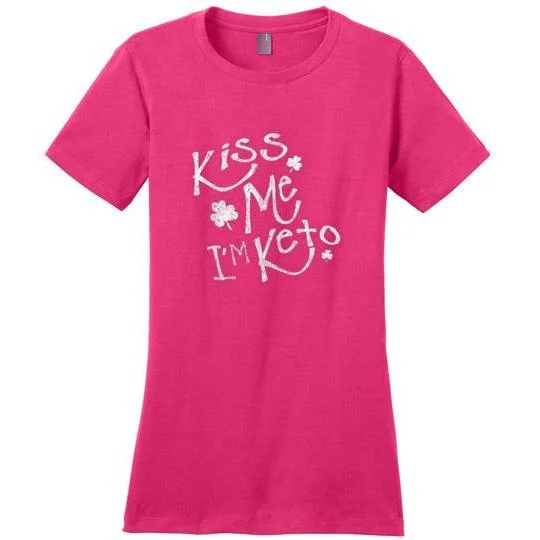 Women's Keto T-Shirt Kiss Me I'm Keto, Perfect Weight Tee Graphic Embroidered Appliqued Women's Keto T-Shirt Kiss Me I'm Keto, Perfect Weight Tee Graphic Embroidered Appliqued