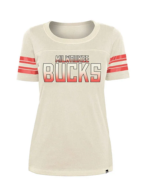 Women's New Era  Colorpack Bright Red White Milwaukee Bucks T-Shirt Polka Dot Checkered Tartan