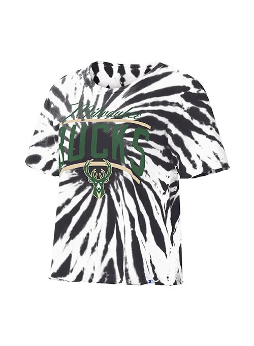 Women's Starter Zone Blitz Crop Milwaukee Bucks T-Shirt Fleece Fabric Down Fabric Feather Fabric