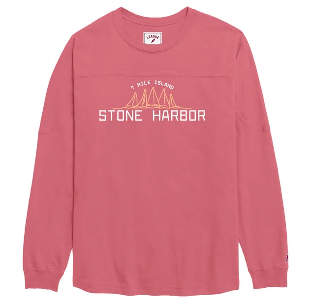 Women's Stone Harbor Throwback Long Sleeve Tee - Nantucket Red Cashmere Blend Cotton Blend Poly Blend Women's Stone Harbor Throwback Long Sleeve Tee - Nantucket Red Cashmere Blend Cotton Blend Poly Blend