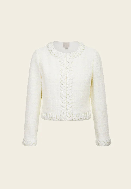White Tweed Cropped Jacket Wool Jacket Cashmere Jacket Tweed Jacket